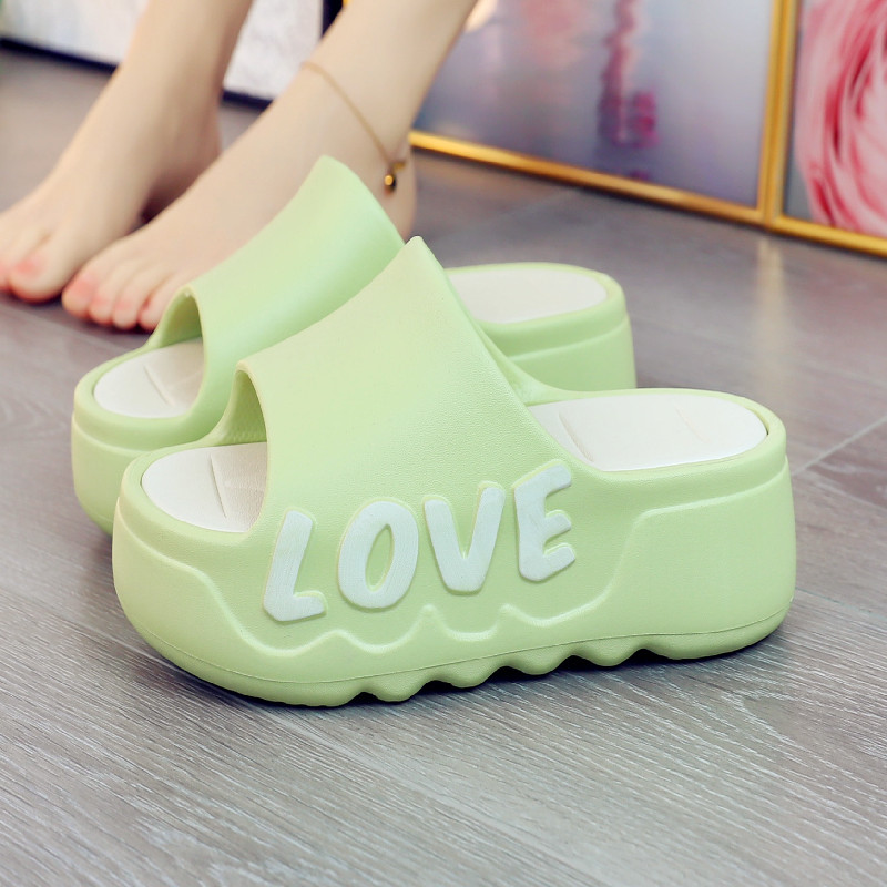 Women'S Shoes For Flat Feet - ハイヒール 6 センチメートルプラットフォームスリッパ夏ソフト EVA 靴抗スリップフリップフロップ女性屋外コンフォートサンダルグリーン愛スライド靴