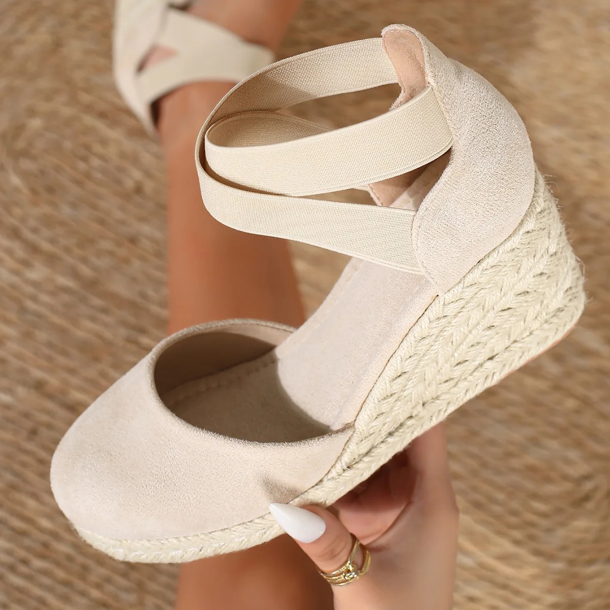 Espadrille Wedge Shoes - カバートゥ レディース エスパドリーユ ウェッジ サンダル アンクルストラップ