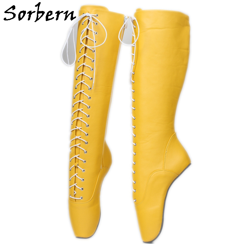 Women'S Shoes Vegan - Sorbern Heelless ニーハイブーツ女性フェチ女装靴究極の高ノーヒールビーガンレザーブーツカスタムワイドフィット