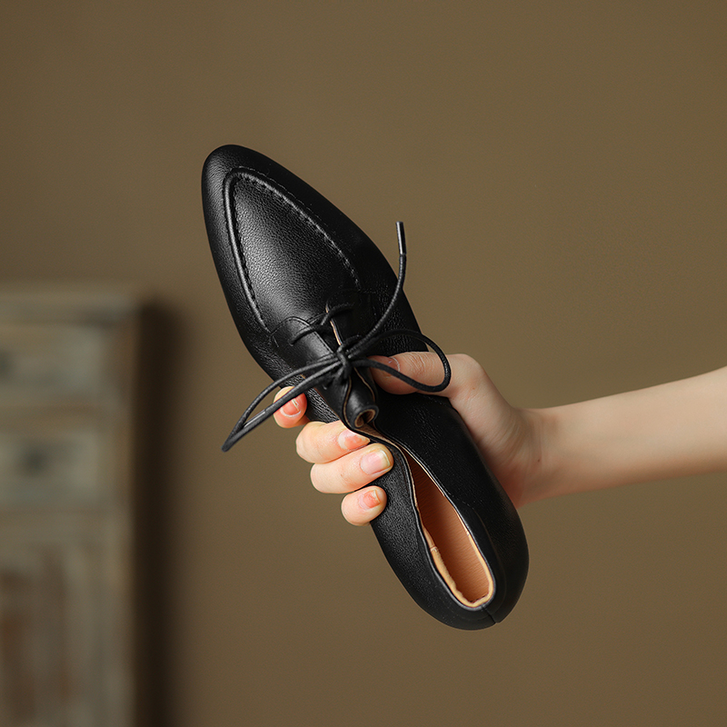 Women'S Shoes Naturalizer - 2026 新しい春の秋の女性パンプス天然皮革プラスサイズ 22-26 センチメートル牛革 + 豚革ポインテッドトゥレースアップローファー女性の靴