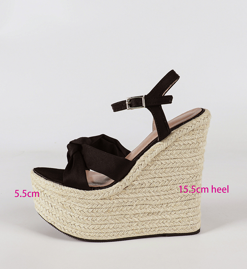 Espadrille Wedge Shoes - LIHUAMAO 15.5cmヒールパンプス レディース ウェッジサンダル アンクルストラップ オープントゥ
