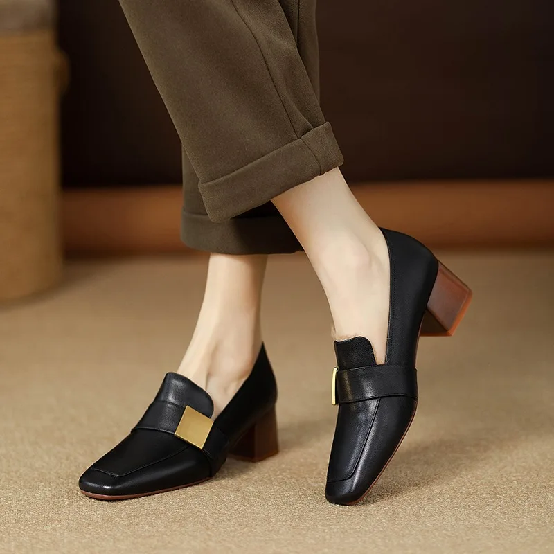 Women Shoes Jeans - レディースファッションレザーパンプス エレガント スリッポン 気質 デイリーシューズ 新作