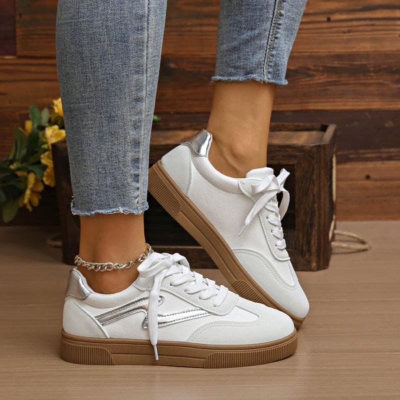 Women'S Shoes For Tennis - 女性テニススニーカーフラットレディースファッション混合色レースアップ加硫靴春秋女性屋外トレーナー靴