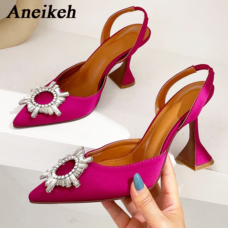 Women Shoes Zara - Eikeh-女性用シルクハイヒール,クリスタルとバタフライノットのハイヒール,三角形の先のとがったつま先のパンプス,夏