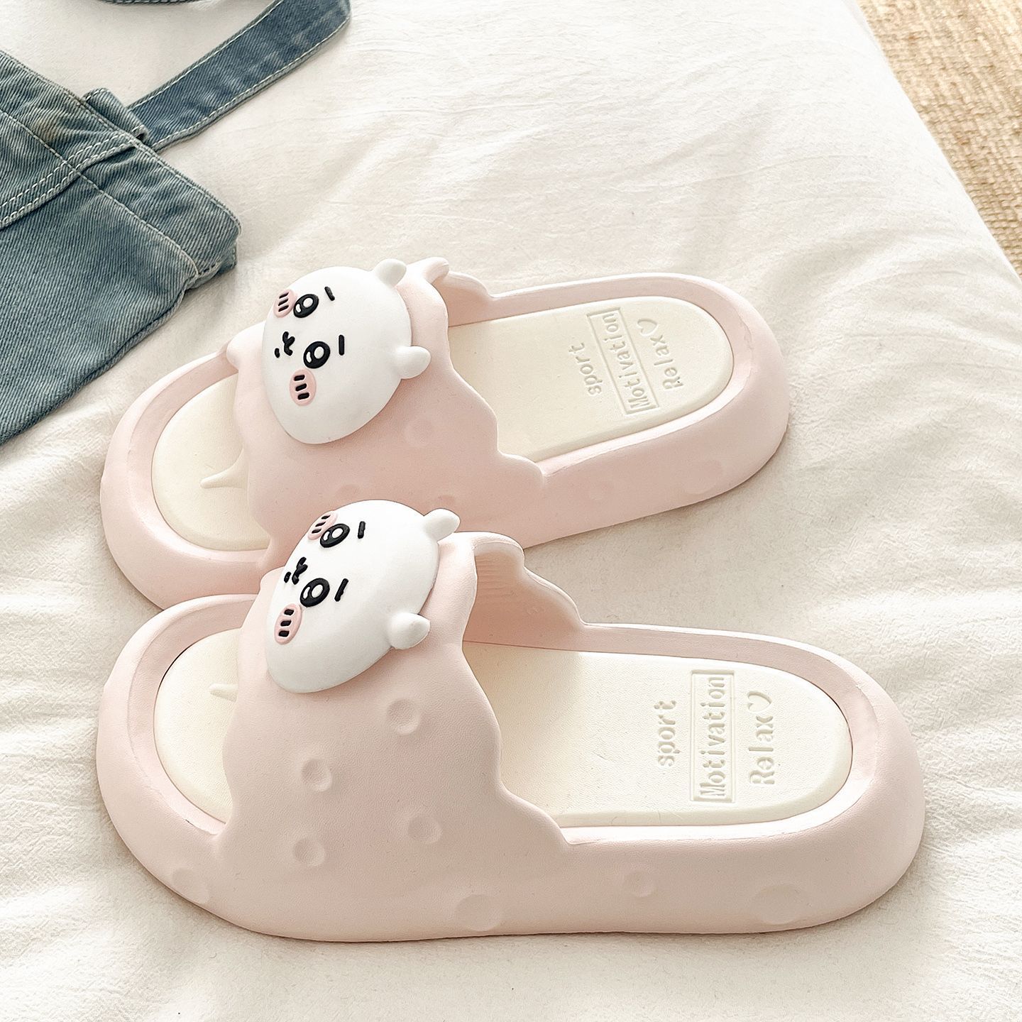 Women'S Shoes For Flat Feet - アニメ夏新作アニメエヴァ取り外し可能なビーチサンダル女性用外履き快適多用途サンダル女の子ちいかわハチワレうさぎ