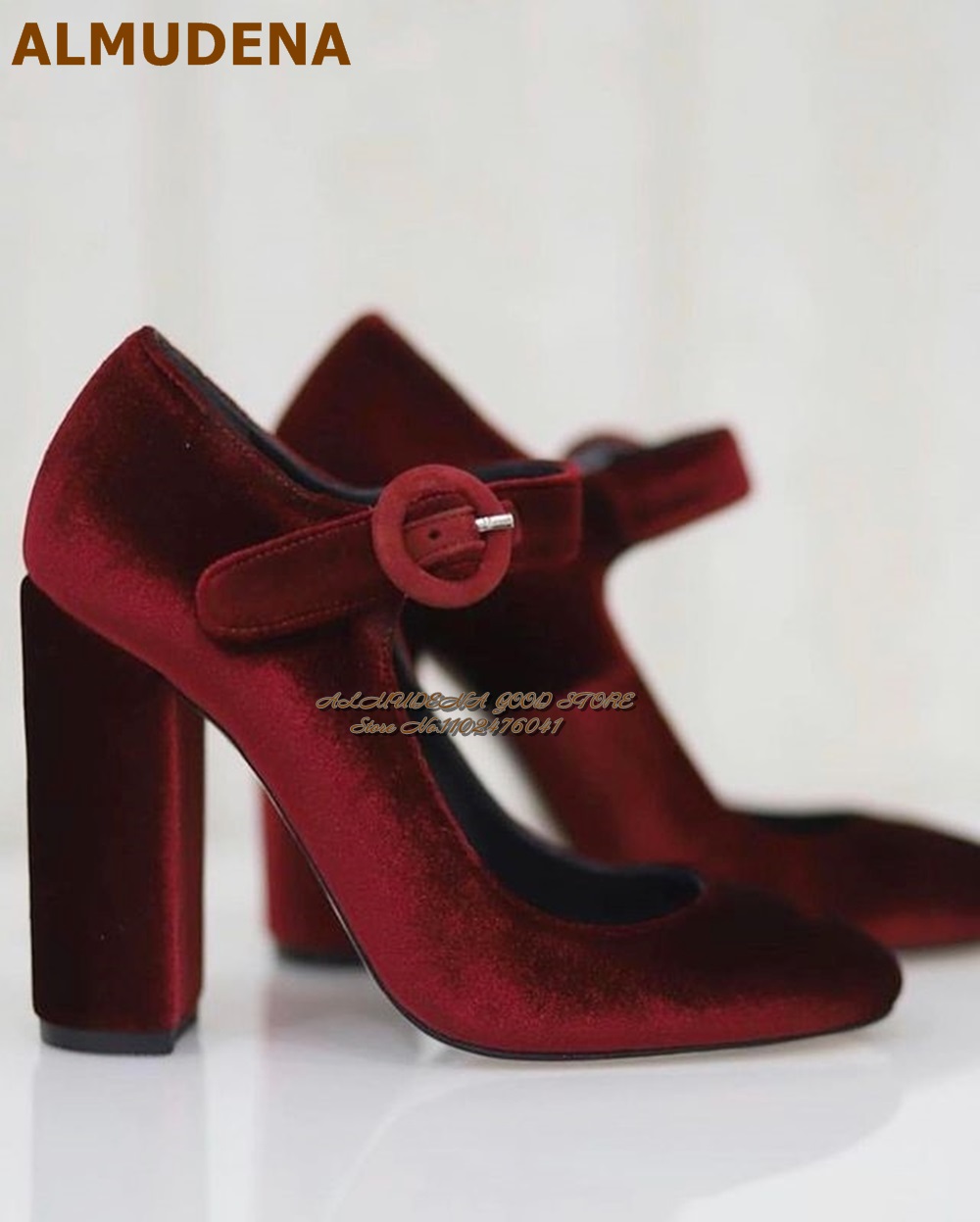アルムデナ バーガンディ グレー ベルベット メリー ジェー - Women'S Shoes Burgundy のレビューと価格