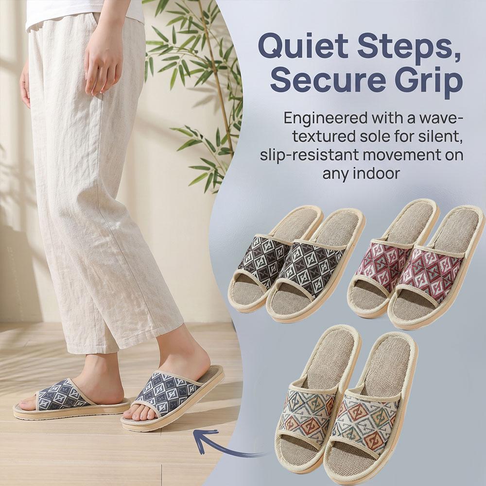 四季対応リネンスリッパ カップル用 通気性 室内用フロアスリ - Women'S Shoes For Flat Feet のレビューと価格