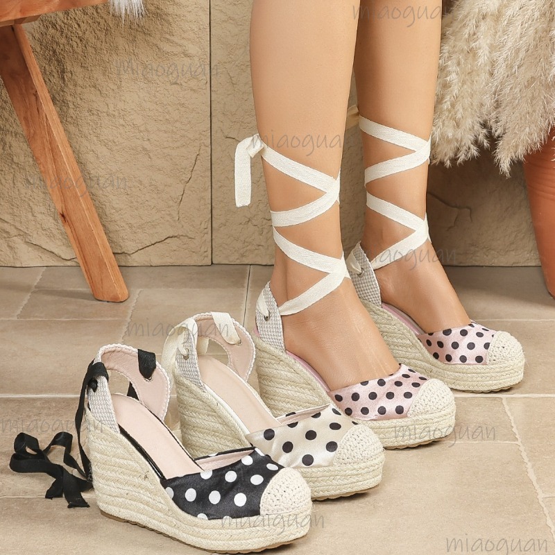 2026年春夏新作 レディース ドット柄 エスパドリーユ ウ - Espadrille Wedge Shoes のレビューと価格