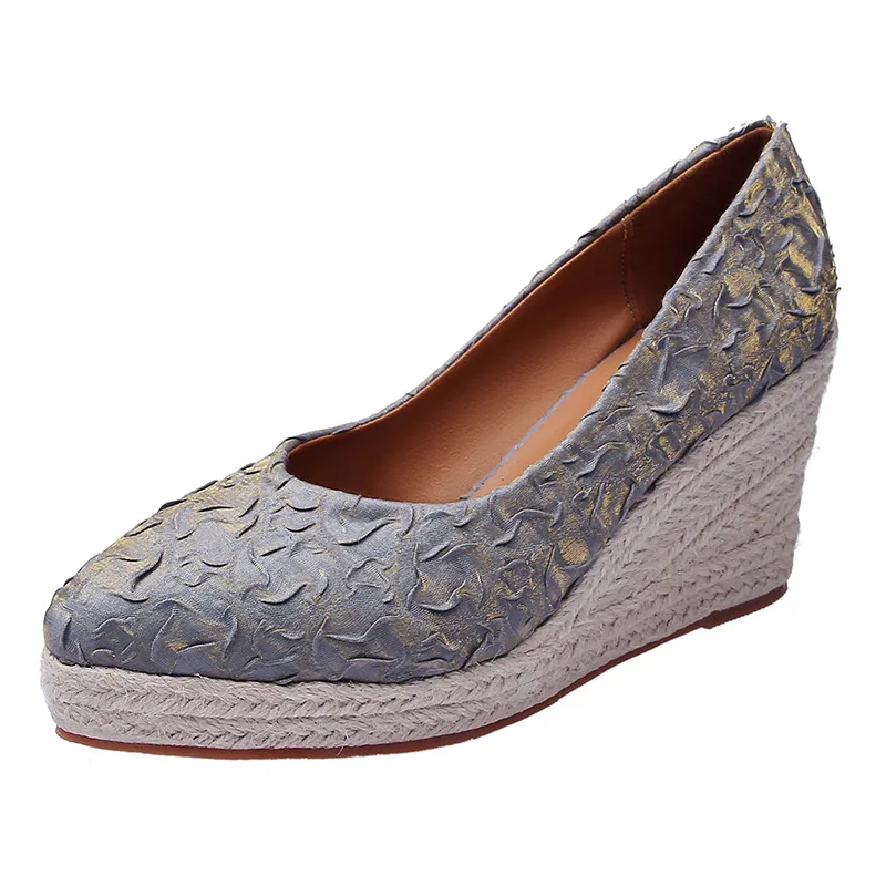 8cmヒール、サイズ34-42、通気性のある快適な花柄プリン - Espadrille Wedge Shoes のレビューと価格