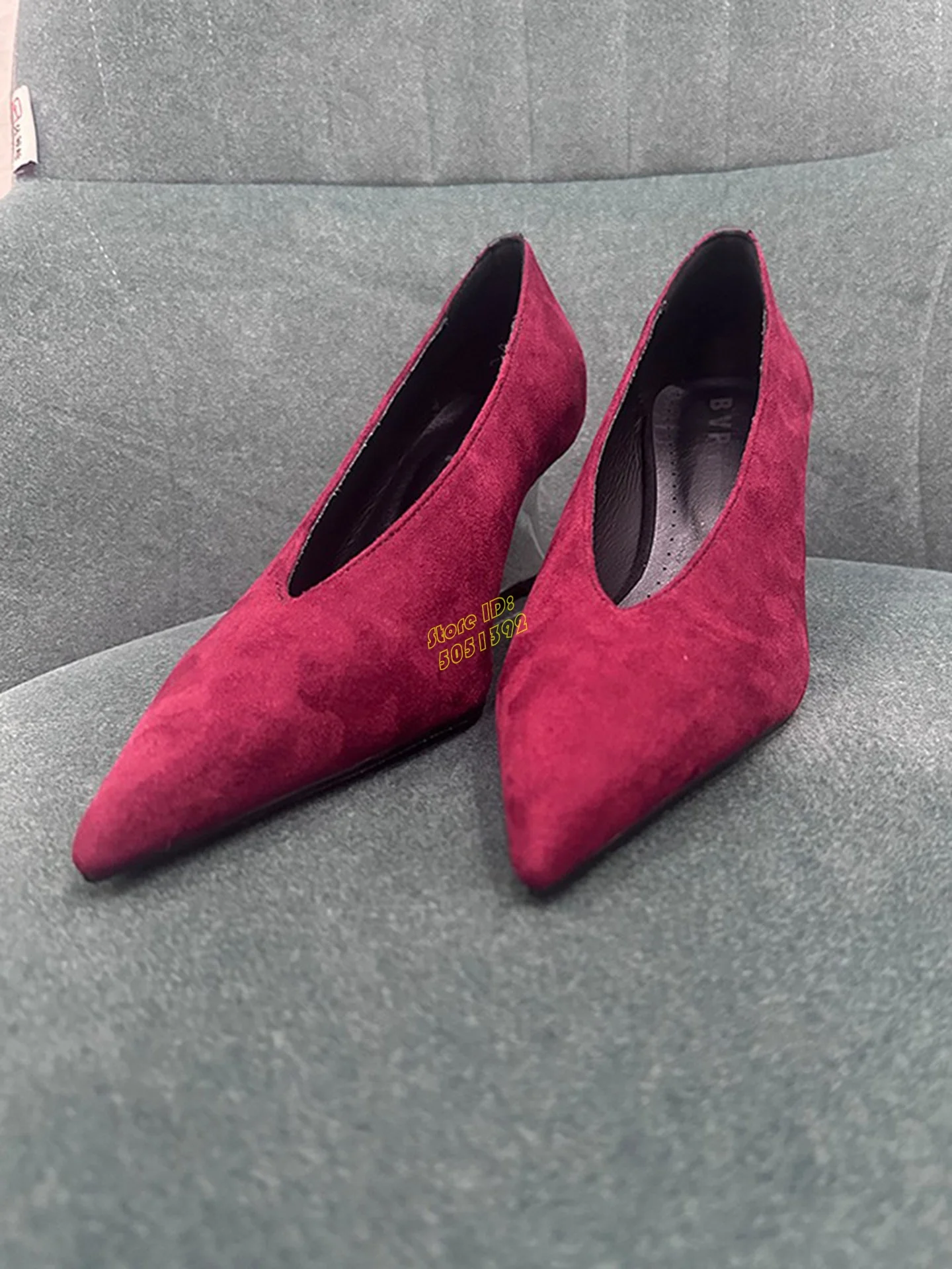 イエロースエードスリッポンパンプス ウェッジヒール6cm セ - Women'S Shoes Burgundy のレビューと価格