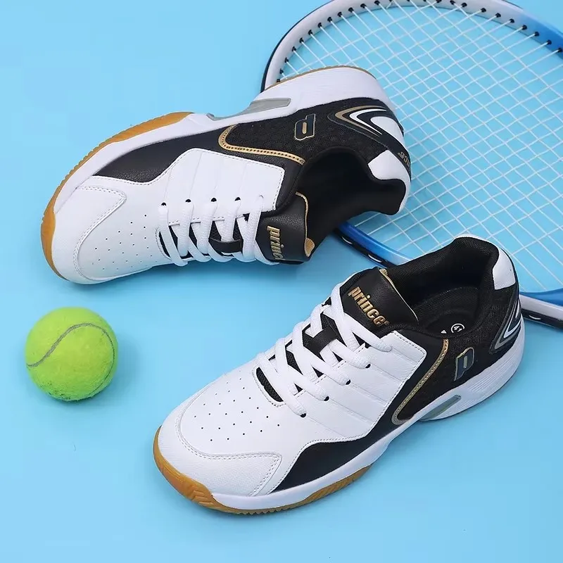 プロの男性女性革バドミントンシューズカップル滑り止めトレーニ - Women'S Shoes Volleyball のレビューと価格