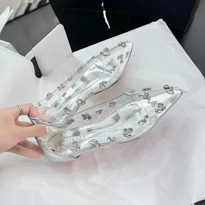 2026 透明PVCラインストーンフラットシューズ セクシー - Pointed Toe Flat のレビューと価格