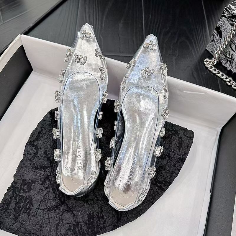 2026 透明PVCラインストーンフラットシューズ セクシー - Pointed Toe Flat のレビューと価格