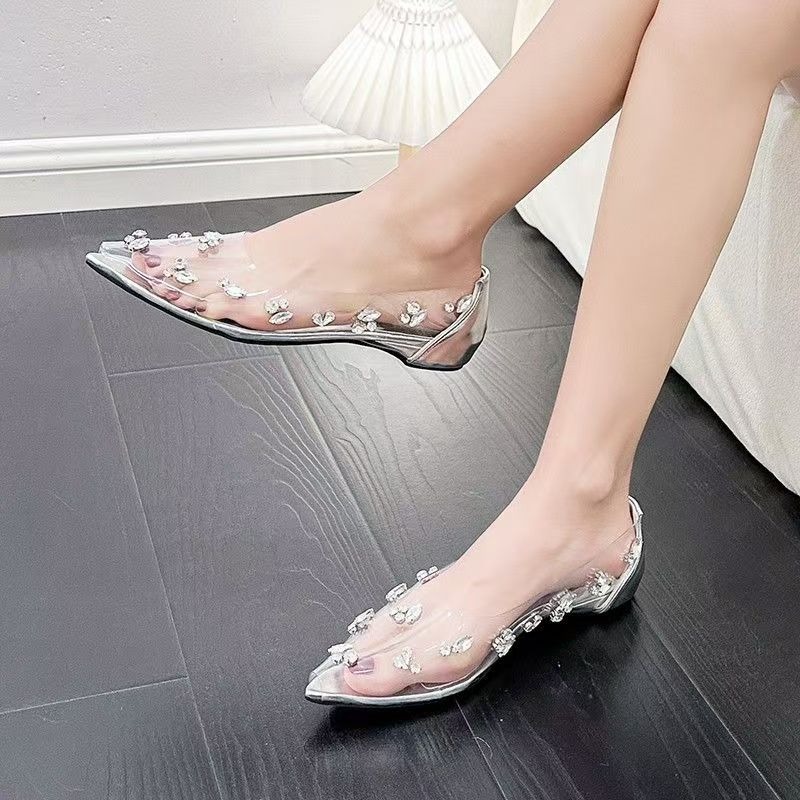 2026 透明PVCラインストーンフラットシューズ セクシー - Pointed Toe Flat のレビューと価格