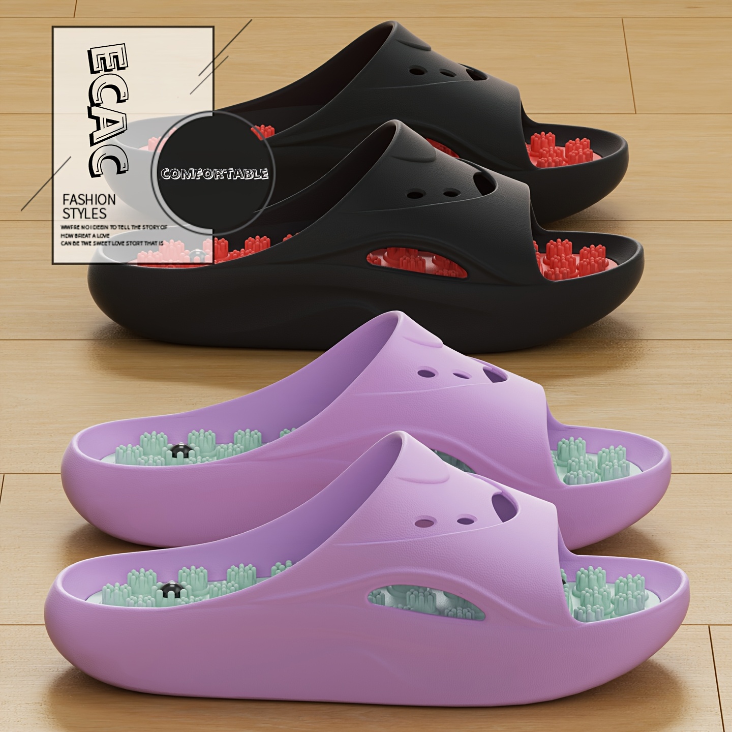 女性男性用EVAマッサージスリッパ厚底バスルームスライド滑り - Women'S Shoes For Flat Feet のレビューと価格