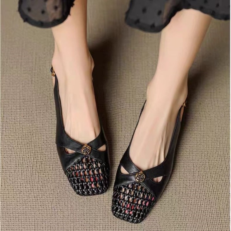 レディース フレンチスタイル クローズドトゥ サンダル、チャ - Loafer Flat Women のレビューと価格
