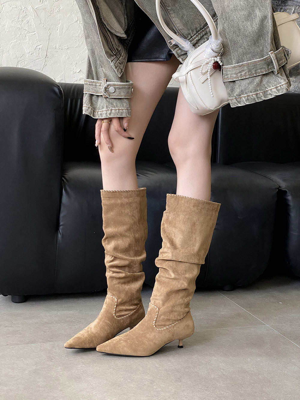 フロックレディースニーハイブーツ、ポインテッドトゥ、レディー - Women'S Shoes Chelsea のレビューと価格