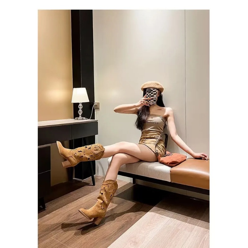 女性用の穴のあるカウボーイブーツ,ビーガンスタイルのサングラ - Women'S Shoes Vegan のレビューと価格