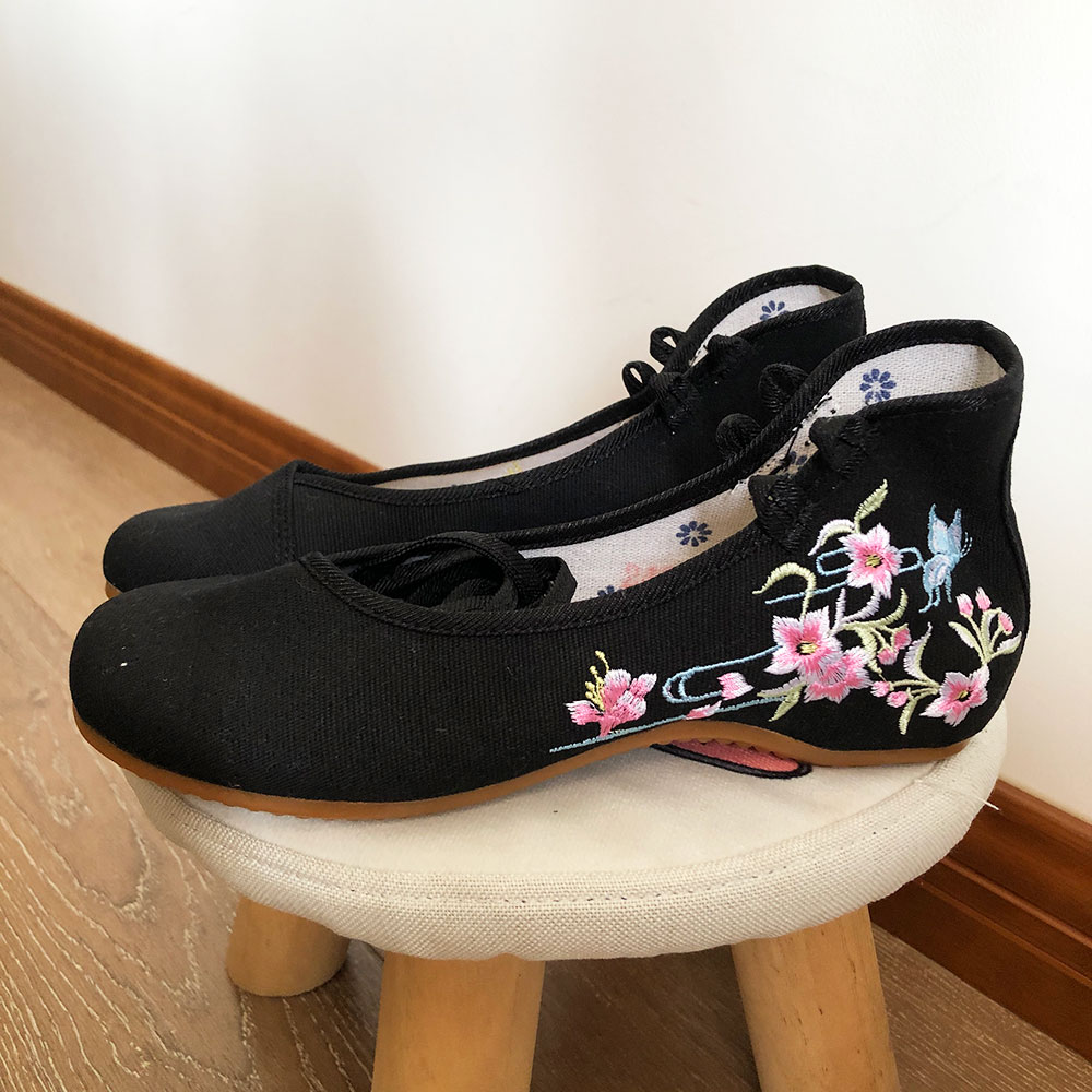 Veowalk足首ストラップ女性キャンバス刺繍バレエシューズ - Women'S Shoes Vegan のレビューと価格