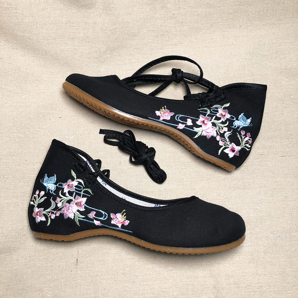 Veowalk足首ストラップ女性キャンバス刺繍バレエシューズ - Women'S Shoes Vegan のレビューと価格