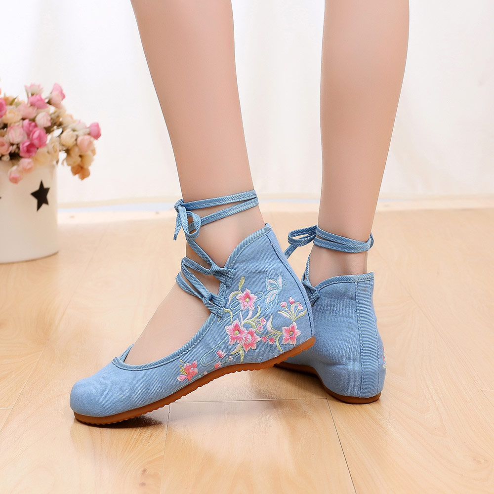 Veowalk足首ストラップ女性キャンバス刺繍バレエシューズ - Women'S Shoes Vegan のレビューと価格