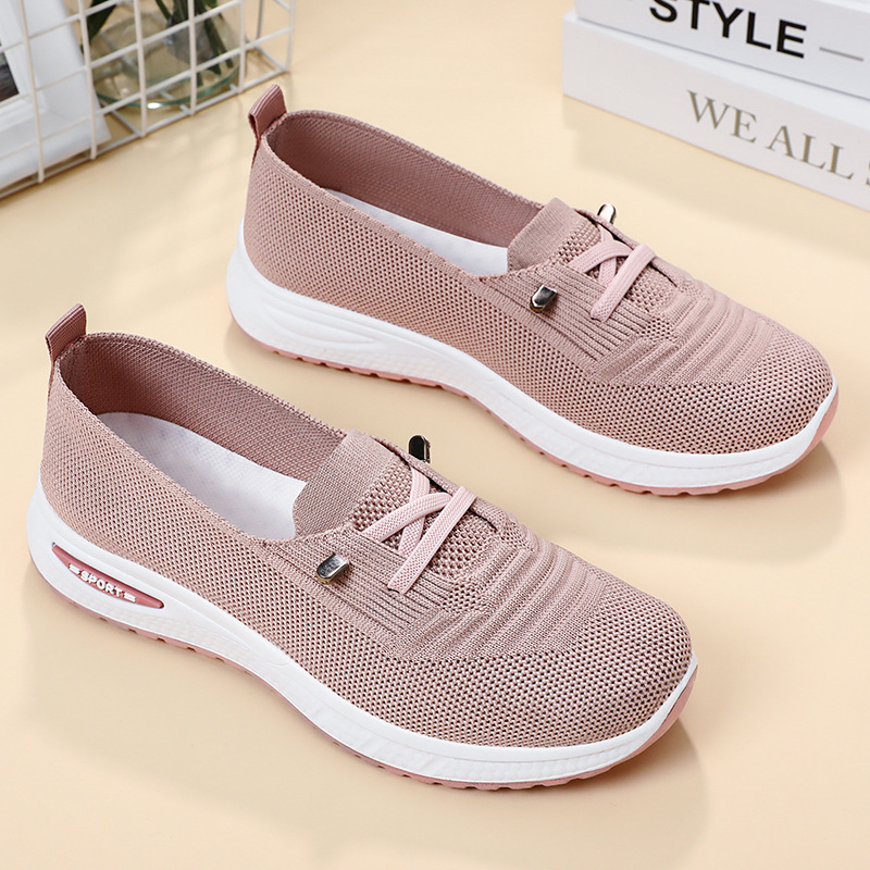 女性の通気性のあるニットメッシュスリッポンスニーカー女性レー - Women Shoes Qc のレビューと価格
