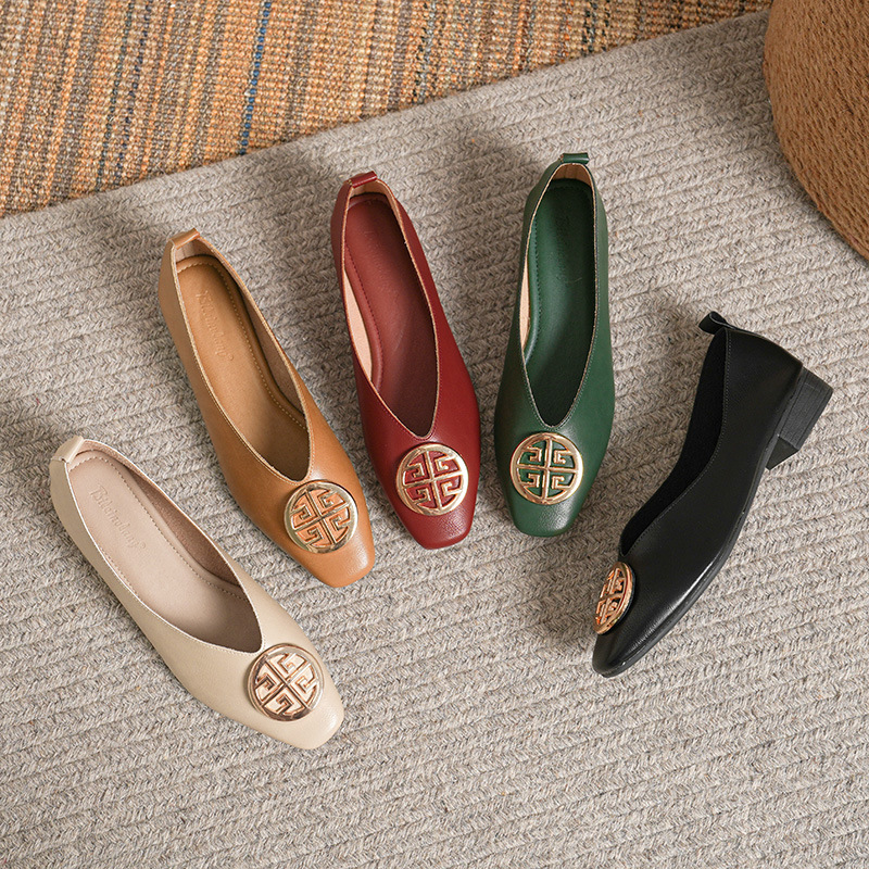 女性のスクエアトゥローヒールソリッドカラーレトロカジュアルフ - Women Shoes Zara のレビューと価格