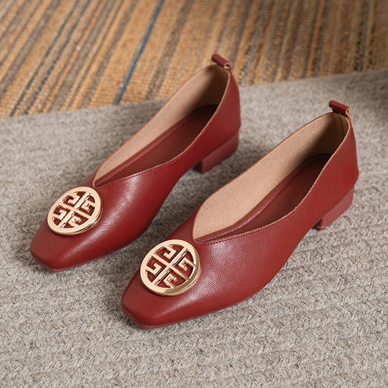 女性のスクエアトゥローヒールソリッドカラーレトロカジュアルフ - Women Shoes Zara のレビューと価格