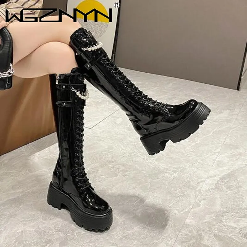 女性用レザーニーハイブーツ,暖かいぬいぐるみ,パールプラット - Women'S Shoes Chelsea のレビューと価格