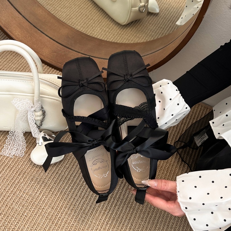 新作春快適レースアップバレエスクエアトゥローカットフラットシ - Loafer Flat Women のレビューと価格