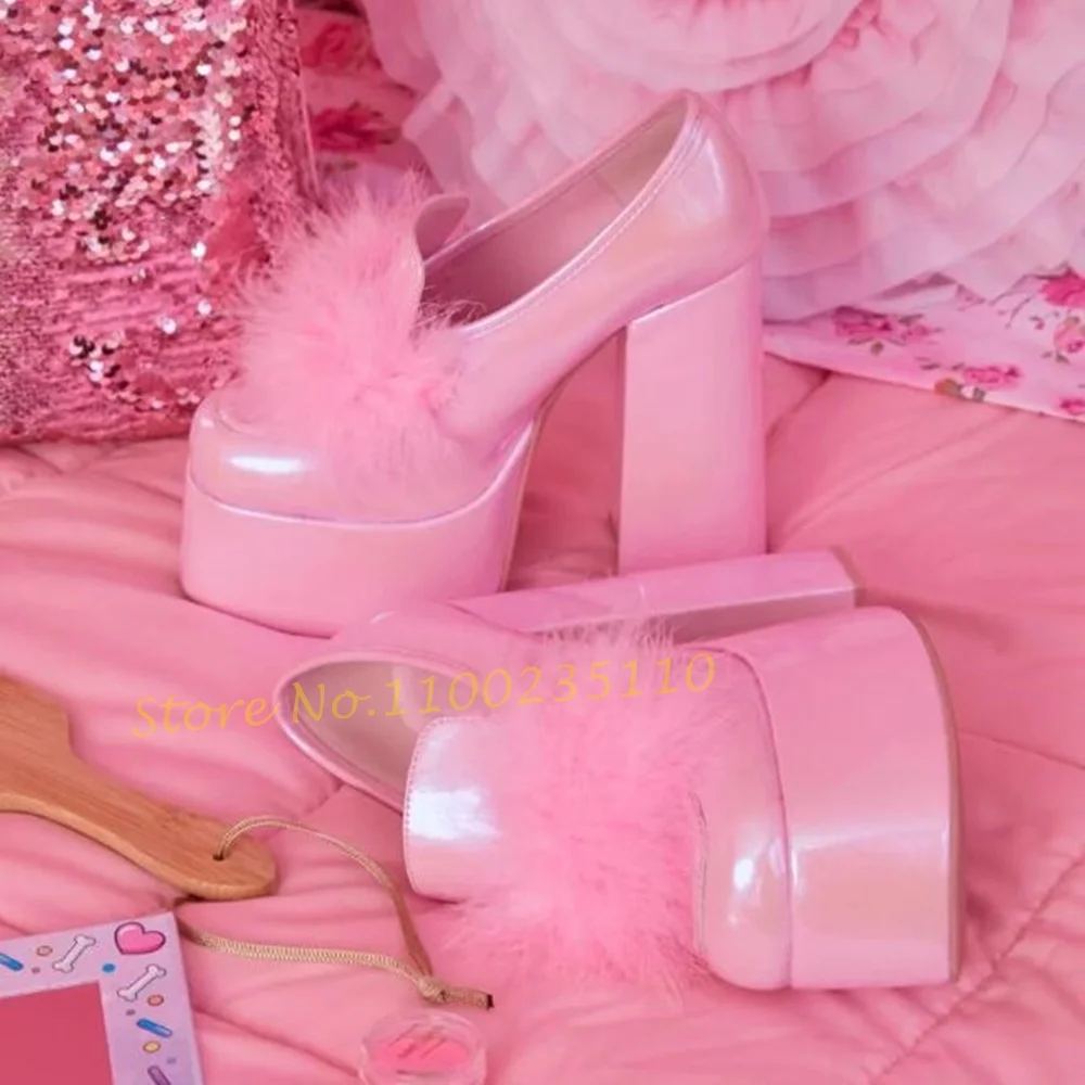 女性用のピンクのポンポン厚底靴,柔らかな肌色の革の靴,丸いつ - Women'S Shoes Vegan のレビューと価格