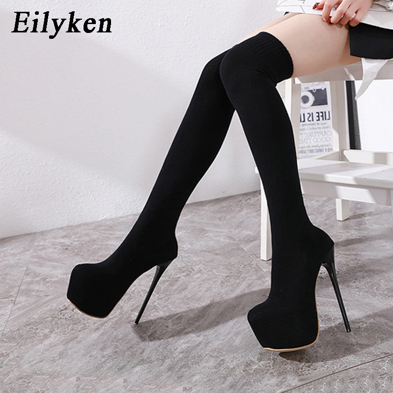 Eilyken-膝上ストレッチプラットフォーム生地,女性用ブ - Sock Boot Women のレビューと価格