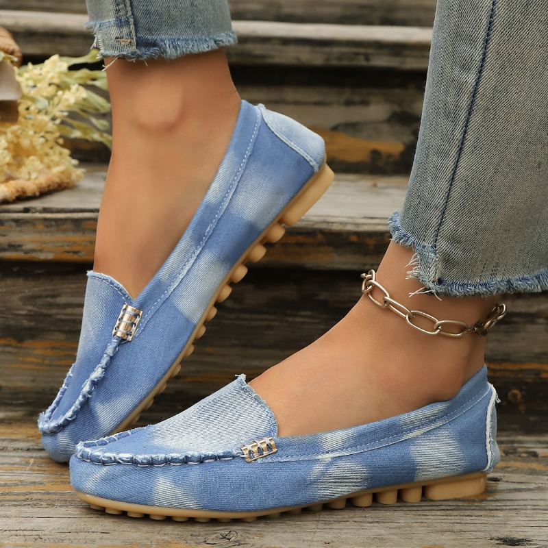ファッションライトブルーデニムモカシン、メタルバックル付きス - Loafer Flat Women のレビューと価格