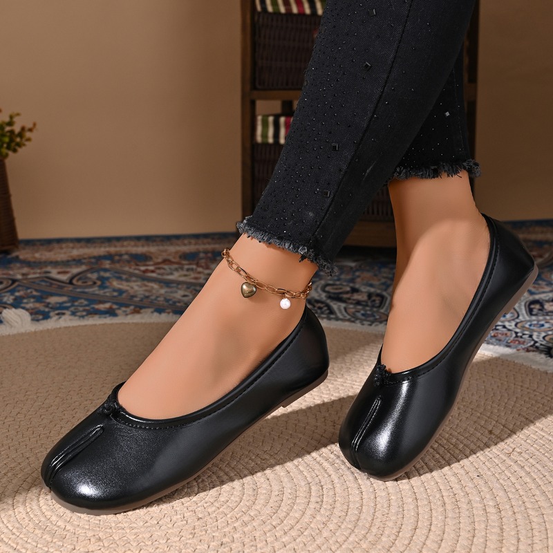女性用快適レザーフラットシューズ、スプリットフーフトゥローフ - Women Shoes Jeans のレビューと価格
