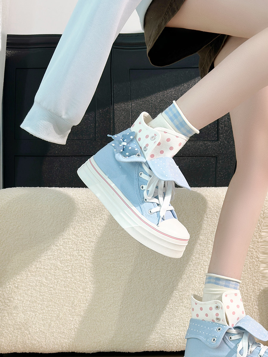 オリジナルバタフライハイカットレディースシューズブルーガール - Women'S Shoes Trendy のレビューと価格