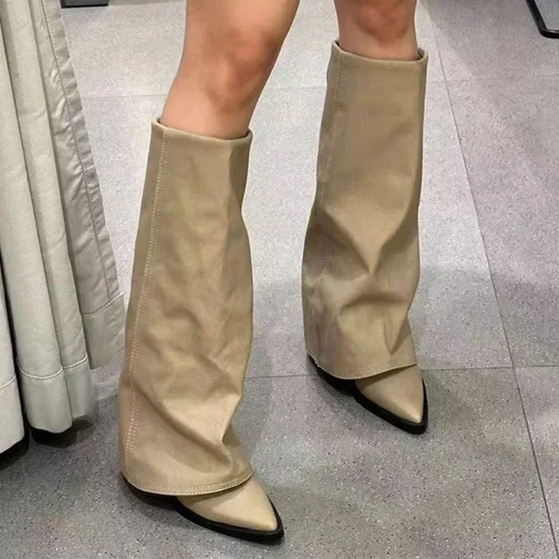 女性のブーツニーハイヒールレザーチャンキーファッションシュー - Women'S Shoes Chelsea のレビューと価格