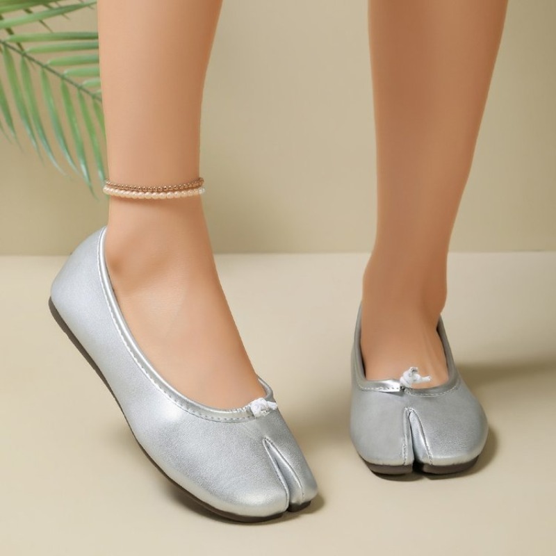 レディース スプリットトゥ バレエシューズ ノット装飾 スリ - Women'S Shoes For Flat Feet のレビューと価格