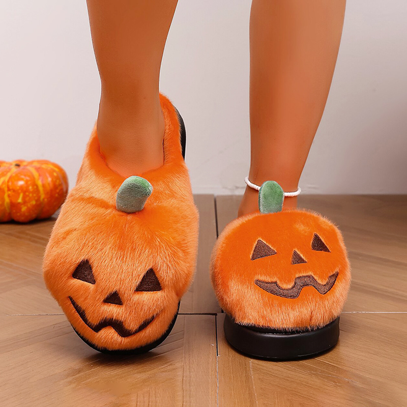 ハロウィン 3D パンプキンぬいぐるみスリッパ女性ふわふわハ - Women Shoes For Winter のレビューと価格