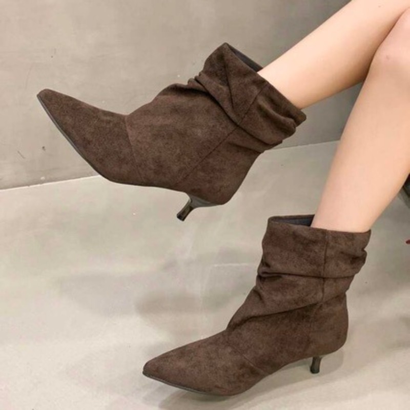 ブラウンレトロエレガントデザイナーアンクルブーツ女性ファッシ - Women'S Shoes Chelsea のレビューと価格