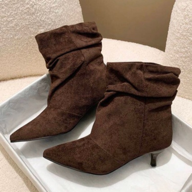 ブラウンレトロエレガントデザイナーアンクルブーツ女性ファッシ - Women'S Shoes Chelsea のレビューと価格
