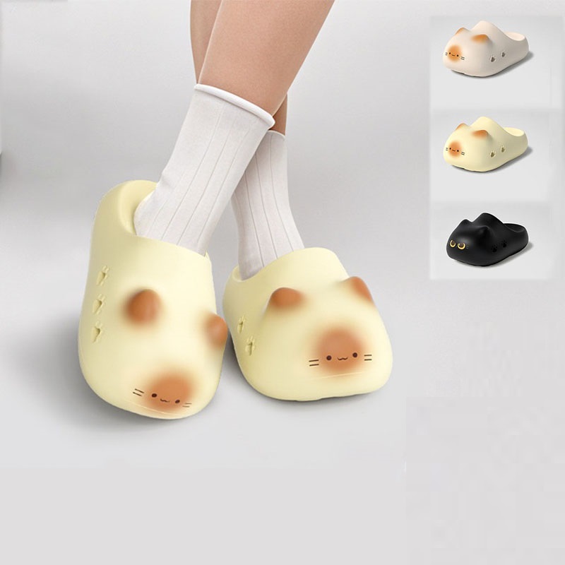 女性用新作クリエイティブブラックキャットスリッパ、夏用ソフト - Women'S Shoes For Flat Feet のレビューと価格
